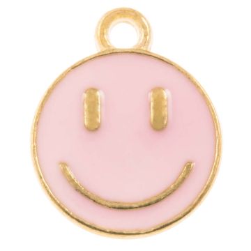 Bedel Enamel Smiley (14.5 x 12 x 1.5 mm) Soft Pink (5 Stuks)