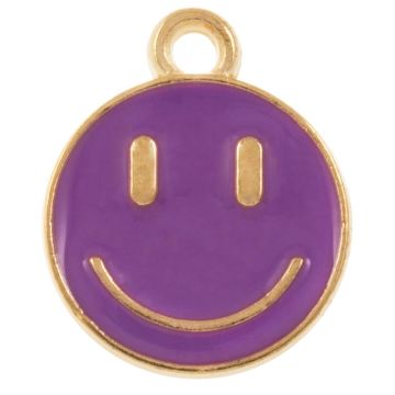 Bedel Enamel Smiley (14.5 x 12 x 1.5 mm) Purple (5 Stuks)