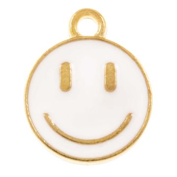 Bedel Enamel Smiley (14.5 x 12 x 1.5 mm) White (5 Stuks)