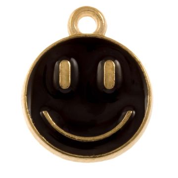 Bedel Enamel Smiley (14.5 x 12 x 1.5 mm) Black (5 Stuks)