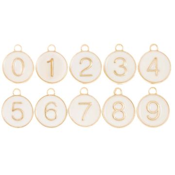 Bedel Enamel Cijfer 0-9 (14 x 12 x 2.5 mm) Broken White (10 Stuks)