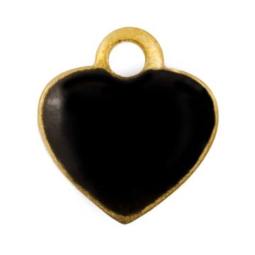 Bedel Enamel Hartje (10 x 9 x 2 mm) Black (10 Stuks)