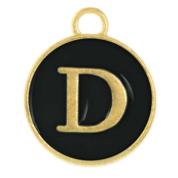 Initiaal Bedel Enamel Letter D (14 x 12 x 2 mm) Black (1 Stuk)