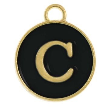 Initiaal Bedel Enamel Letter C (14 x 12 x 2 mm) Black (1 Stuk)