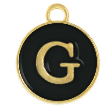 Initiaal Bedel Enamel Letter G (14 x 12 x 2 mm) Black (1 Stuk)