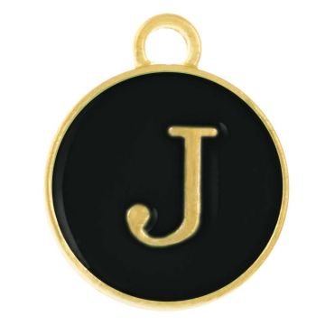 Initiaal Bedel Enamel Letter J (14 x 12 x 2 mm) Black (1 Stuk)