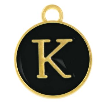 Initiaal Bedel Enamel Letter K (14 x 12 x 2 mm) Black (1 Stuk)