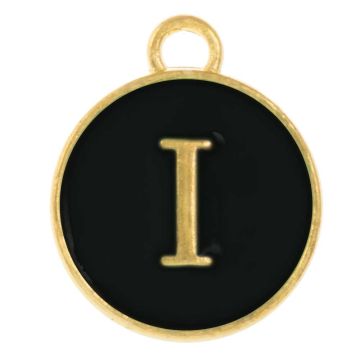Initiaal Bedel Enamel Letter I (14 x 12 x 2 mm) Black (1 Stuk)