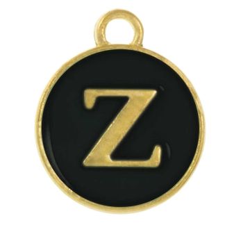 Initiaal Bedel Enamel Letter Z (14 x 12 x 2 mm) Black (1 Stuk)