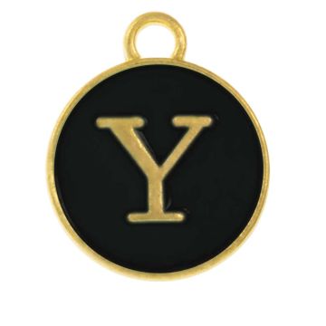 Initiaal Bedel Enamel Letter Y (14 x 12 x 2 mm) Black (1 Stuk)