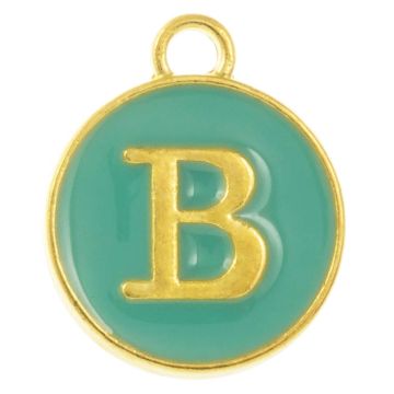 Initiaal Bedel Enamel Letter B (14 x 12 x 2 mm) Turquoise (1 Stuk)
