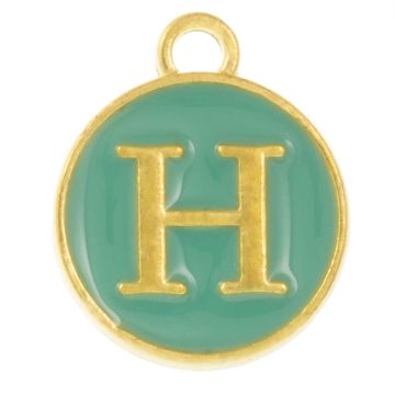 Initiaal Bedel Enamel Letter H (14 x 12 x 2 mm Turquoise (1 Stuk)