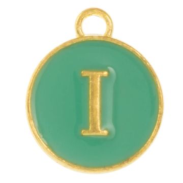 Initiaal Bedel Enamel Letter I (14 x 12 x 2 mm) Turquoise (1 Stuk)