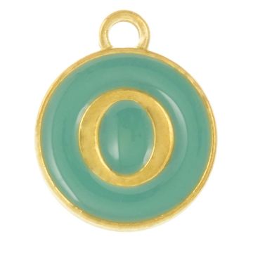 Initiaal Bedel Enamel Letter O (14 x 12 x 2 mm) Turquoise (1 Stuk)