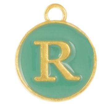 Initiaal Bedel Enamel Letter R (14 x 12 x 2 mm) Turquoise (1 Stuk)