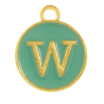 Initiaal Bedel Enamel Letter W (14 x 12 x 2 mm) Turquoise (1 Stuk)