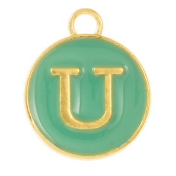 Initiaal Bedel Enamel Letter U (14 x 12 x 2 mm) Turquoise (1 Stuk)
