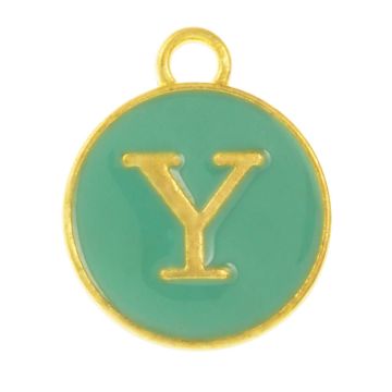 Initiaal Bedel Enamel Letter Y (14 x 12 x 2 mm) Turquoise (1 Stuk)