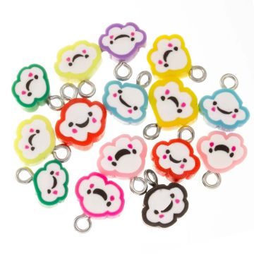 Bedel Polymeer Wolkje (12.5 X 10 X 4.5 mm) Mix Color - Antiek Zilver (15 Stuks)