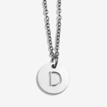 Stainless Steel Ketting Letter D (45 cm) Antiek Zilver (1 stuk)