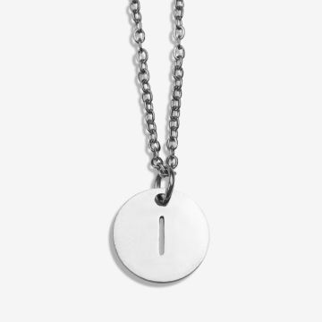 Stainless Steel Ketting Letter I (45 cm) Antiek Zilver (1 stuk)