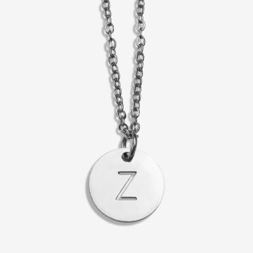 Stainless Steel Ketting Letter Z (45 cm) Antiek Zilver (1 stuk)