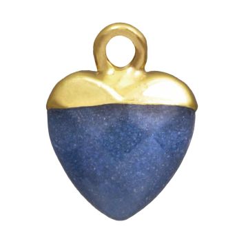 Blauwe Aventurijn Bedel Hart (13.5 x 10 x 5.5 mm) Goud (1 stuk)