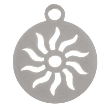 Stainless Steel Bedel Zon (14 x 12 x 1 mm) Antiek Zilver (2 Stuks)