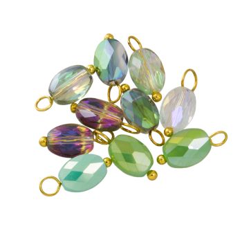 Bedel Electroplated Facet Glas (13 - 14 x 6 - 6.5 x 4 - 4.5 mm) Sparkling Mauve Green-Goud (10 Stuks)