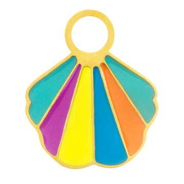 Stainless Steel Hanger Enamel Schelp (16.5 x 13 x 2 mm) Multi Color - 18K Gold Ion Plated (1 Stuk)