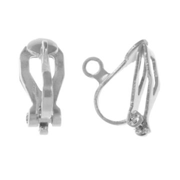 Stainless Steel Clip Oorbel (13 x 6 mm) Antiek Zilver (4 Stuks)