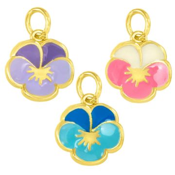 Bedel Enamel Bloem (12 x 10 x 3.5 mm) Mix Color (3 Stuks)