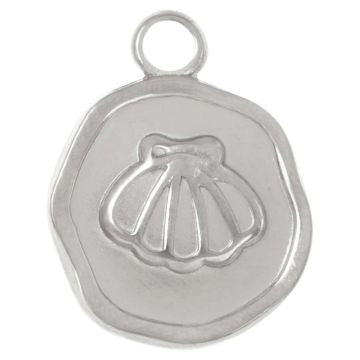 Stainless Steel Bedel Schelp (16.5 x 13 x 2 mm) Antiek Zilver (2 Stuks)