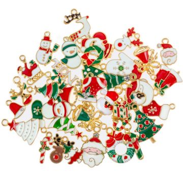 Bedelmix Enamel Kerst (12 - 27 x 7.5 - 19 x 1- 3 mm) Goud (38 Stuks)