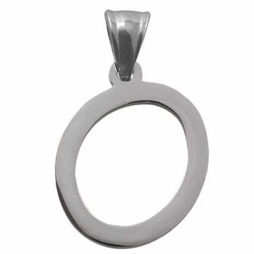 Stainless Steel Initiaal Hanger O (33 x 20 x 2 mm) Antiek Zilver (1 Stuk)