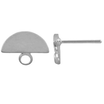 Oorstekers Halve Cirkel (8 x 10 mm) Antiek Zilver (4 Stuks)