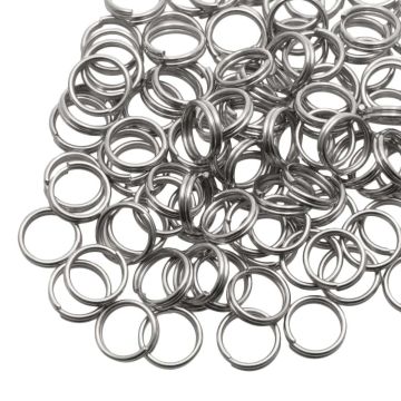 Stainless Steel Splitringen (4 x 1 mm) Antiek Zilver (100 Stuks)