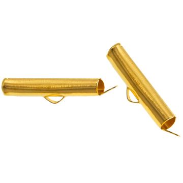 Schuiver Eindkapjes (Binnenmaat 3 mm / 20 mm) Goud (10 Stuks)