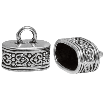 Eindkapjes (Binnenmaat 13 x 7 mm) Antiek Zilver (5 Stuks)