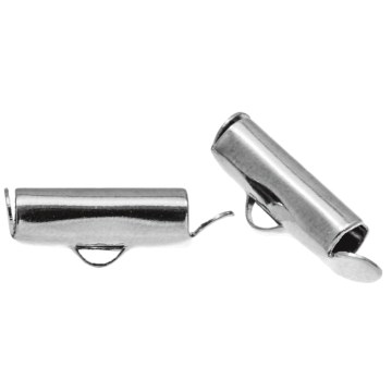 Schuiver Eindkapjes (Binnenmaat 3 mm / 13 mm) Antiek Zilver (10 Stuks)
