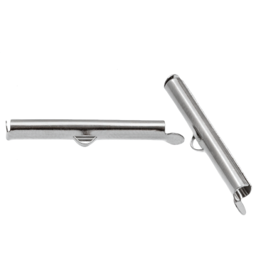 Schuiver Eindkapjes (Binnenmaat 3 mm / 30 mm) Antiek Zilver (10 Stuks)