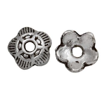 Kralenkapjes (6 x 1.5 mm) Antiek Zilver (25 Stuks)