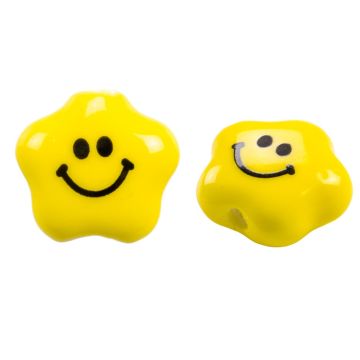 Keramiek Smiley Kralen (15 x 7 mm) Yellow (3 Stuks)