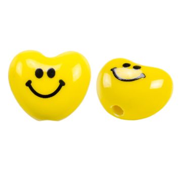 Keramiek Smiley Kralen (12.5 x 14.5 x 9 mm) Yellow (3 Stuks)