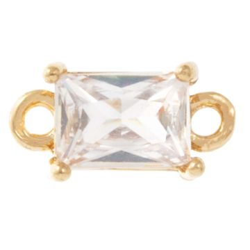 Tussenstuk Glas (12 x 6 x 4.5 mm) Clear Crystal-Goud (2 Stuks)