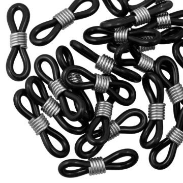 Bril Elastiekjes (19 x 4 mm) Black - Antiek Zilver (25 Stuks)