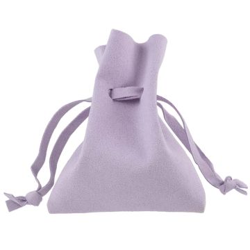 Faux Suede Sieraden Zakjes (10 x 8 cm) Soft Lilac (5 Stuks)
