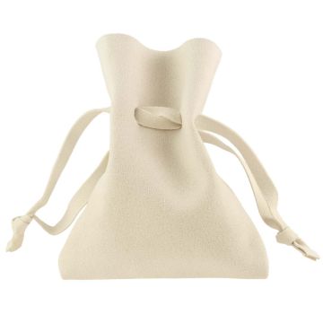 Faux Suede Sieraden Zakjes (10 x 8 cm) Beige (5 Stuks)