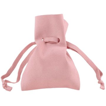 Faux Suede Sieraden Zakjes (10 x 8 cm) Pastel Pink (5 Stuks)