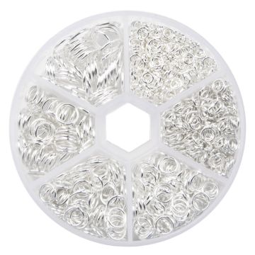 Set - Buigringen (4 - 10 x 0.6 - 1mm) Zilver (1500 Stuks)